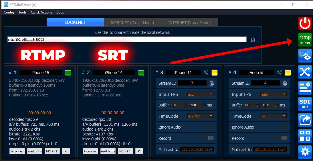 SRTMiniServer объединился с RTMP. Или правильнее сказать 