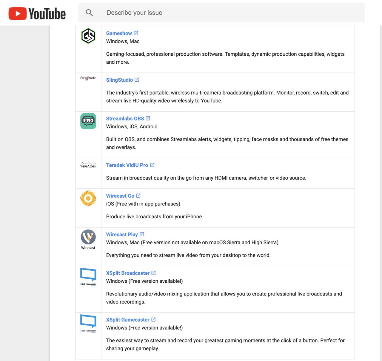 vMix нет в списке справки YouTube как делать трансляции с по